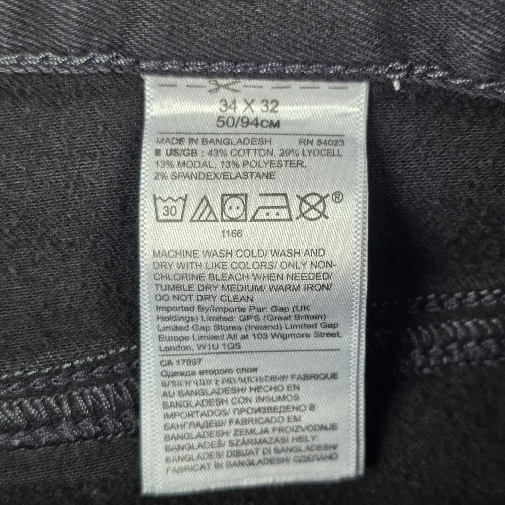 Banana Republic Traveler‎ Jeans Mens 34x32 Slim Fit Black Dark Wash Denim Pants
